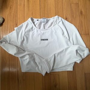 Gymshark White Long Sleeve Cropped Training Top